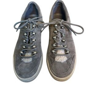 Marc Fisher LTD Gray Suede Sneakers with Shearling Detail